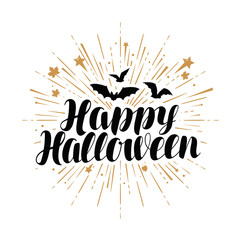 Happy Halloween, greeting card. Handwritten lettering vector