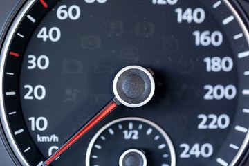 Closeup of a Speedometer in a Car