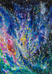 Abstract artistic texture. Floral pattern in gentle colors. Oil Painting.