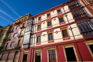 Fototapeta na wymiar Gijon facades of Asturias in Spain