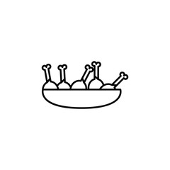 fried chicken legs in plate icon. Element of fast food for mobile concept and web apps icon. Thin line icon for website design and development, app development