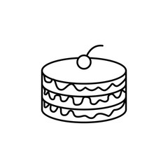 cake with cherry icon. Element of fast food for mobile concept and web apps icon. Thin line icon for website design and development, app development