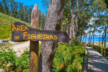 Figueiras nudist beach road sign in Islas Cies island