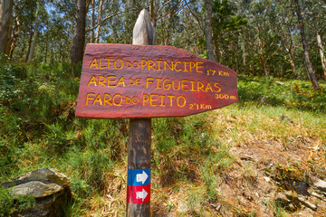 Faro Peito sign to Lighthouse in Islas Cies Spain