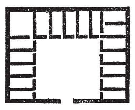 recommend clip art: Private Dwelling Floor Plan, Egyptian private dwelling, vintage engraving.