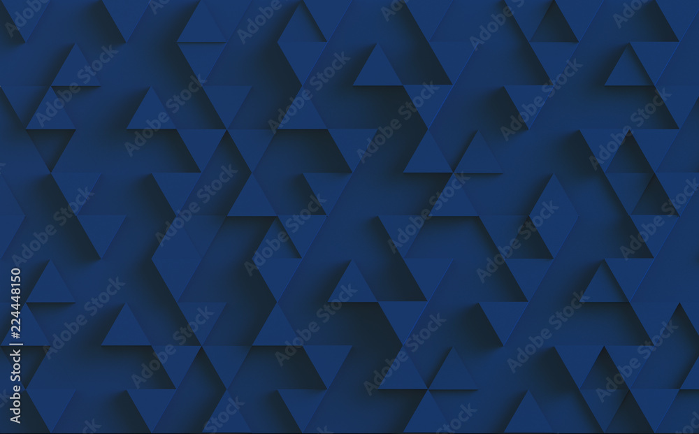 Poster blue triangle pattern backdrop background. 3d rendering.