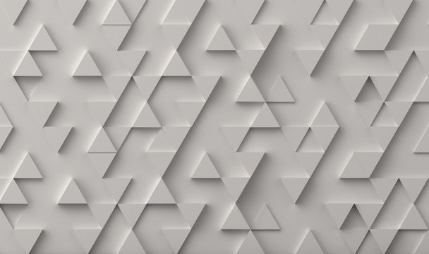 White triangle pattern backdrop background. 3D rendering.