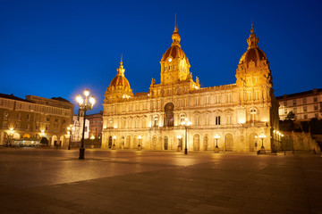 Fototapeta na wymiar La Coruna Town hall in Maria Pita Square Galicia
