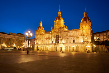 Obraz premium La Coruna Town hall in Maria Pita Square Galicia