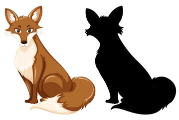 Fox in color and silhouette graphic