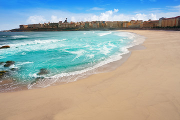 La Coruna Riazor beach in Galicia Spain