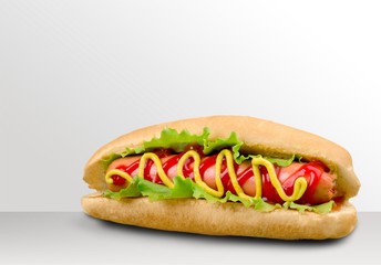 Barbecue Grilled Hot Dog with Yellow Mustard