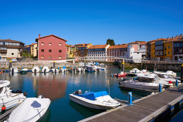 Llanes village port marina in Asturias Spain