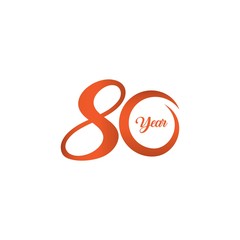 80 Year Anniversary Vector Template Design Illustration