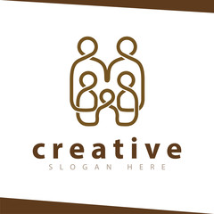 Family People Logo Vector Line