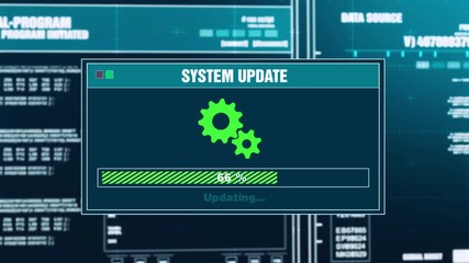 97. System Updating Progress Warning Message System Updated Alert on Computer Screen Entering System Login And Password. System Security, Cyber Crime, Computer Hacking Concept - Powered by Adobe