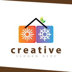 Hot and cool with home logo
