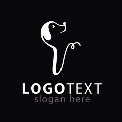 v Letter and Dog Logo