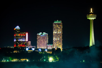 View on the Canadian side of the Niagara falls at night