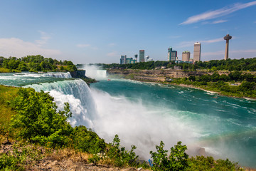 Niagara waterfall in summer view across the border