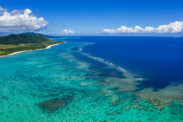 Fototapeta na wymiar Aerial view of Tropical lagoon of Ishigaki island