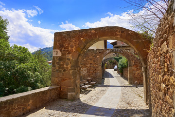 Potes village arch arcades in Cantabria Spain