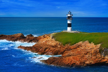 Fototapeta na wymiar Ribadeo illa Pancha Lighthouse island Galicia Spain
