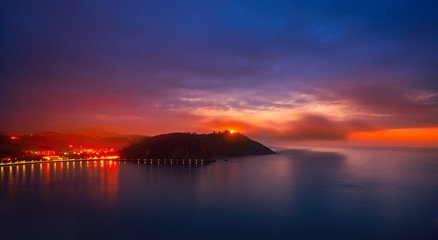 Fototapeta premium Ribadesella sunset in Asturias Spain