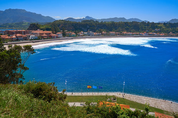 Fototapeta premium Ribadesella village aerial view in Asturias Spain