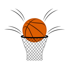 Naklejka premium Isolated basketball ball on a net