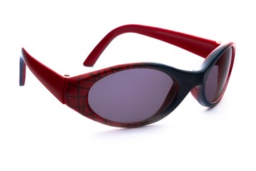 Shady Sunglasses With Blue And Red Rims With Spider's Web