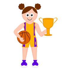 Isolated cute basketball player with a ball