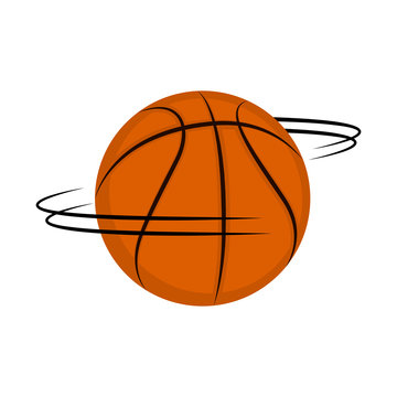 Isolated basketball ball spinning around