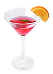 Martini Drink With Mint Leaf And Orange Decor