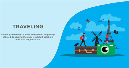 travelling illustration vector concept for background  banner  web  wallpaper.