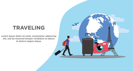 travelling illustration vector concept for background  banner  web  wallpaper.
