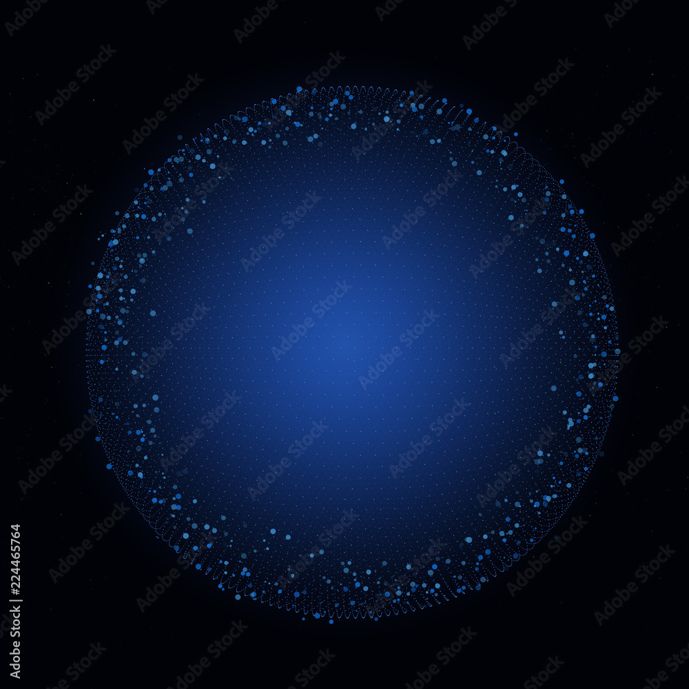 Wall mural big data network visualization concept. digital music industry, abstract science vector background. 