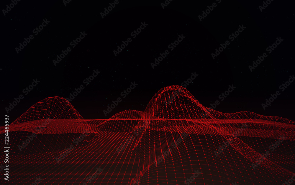 Wall mural big data network visualization concept. digital music industry, abstract science vector background. 