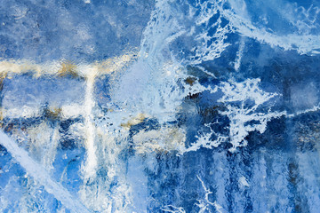 The texture of the ice. The frozen water.Winter background    
