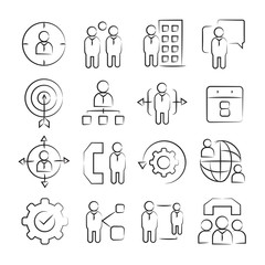 Fototapeta premium hand drawn business management concept icon set