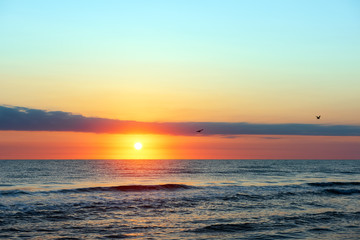 Amazing beautiful sunrise at the sea