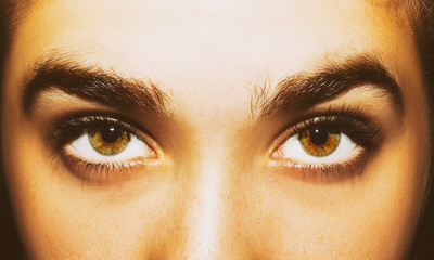 A beautiful insightful look woman's eyes. Close up shot.