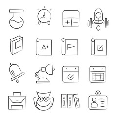 hand drawn education icon set