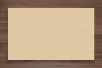 Brown paper on wood texture background. Vector.