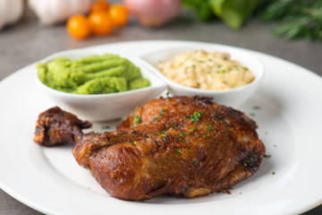 grilled chicken drumstick steak