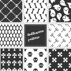 set of halloween seamless pattern, flat design