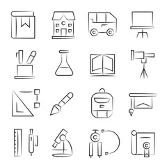 hand drawn education icon set