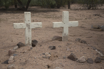 Old western graveyard crosses