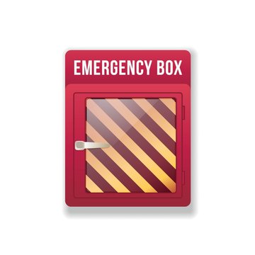 Empty Emergency Box. Red box with glass front.