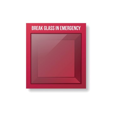 Empty Emergency Box. Red box with glass front.